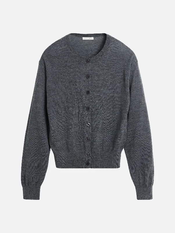 Seasonal Sale Montie Merino Wool Cardigan in Jet Grey