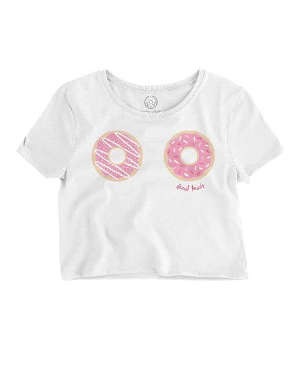 Workwear Fashion for Women DONUT TOUCH! White Cropped Tee