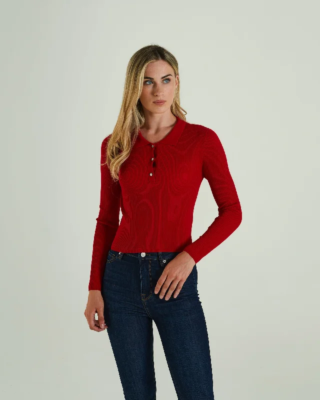 Trendy Attire For Her Roslyn Knit Tango Red