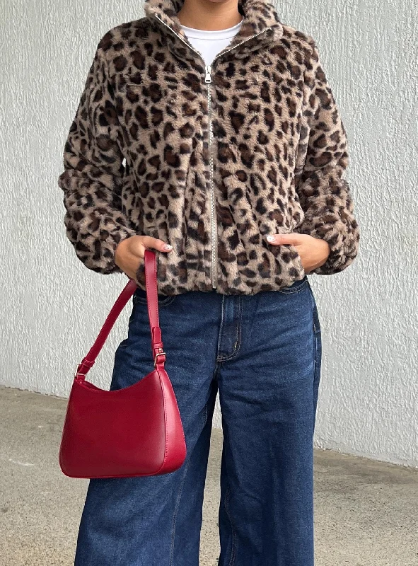 Wardrobe Update Caine Faux Fur Jacket Leopard