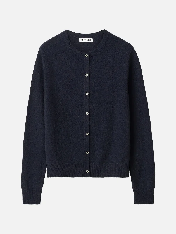 Casual Wear Classic Cashmere Cardigan in Navy