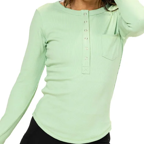 Holiday Discount Henley Long Sleeve | Pistachio