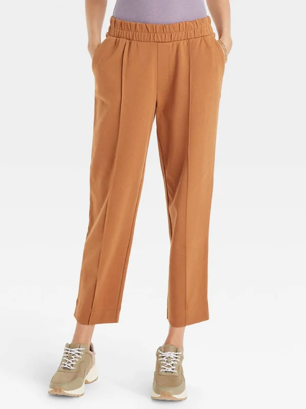 Holiday Gift Guide Sale Women's Elastic Waistband Plain Solid Pant,Camel