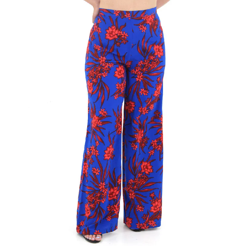 Casual Fashion Women's Floral Wide Leg Pant,Indigo