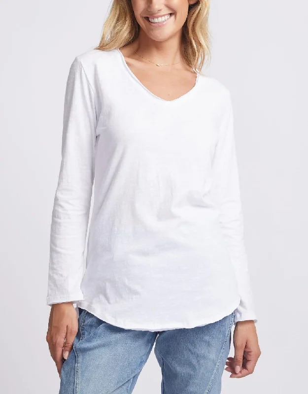 Sophisticated Outfits Original V-Neck Long Sleeve T-Shirt - White