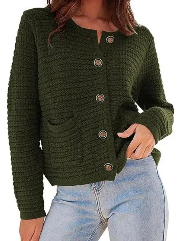 Eclectic Style Wardrobe Round Neck Women Cardigan Sweater