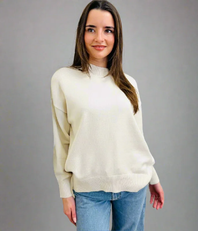 Wardrobe Upgrade Ecru Relaxed Cotton Blend Jumper