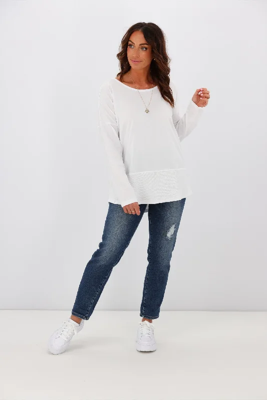 Fashion Forward Femme Elm Fundamental Rib L/S Tee White