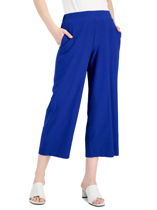 Limited Time Offer Women's Cropped Wide Legs Pant,Blue