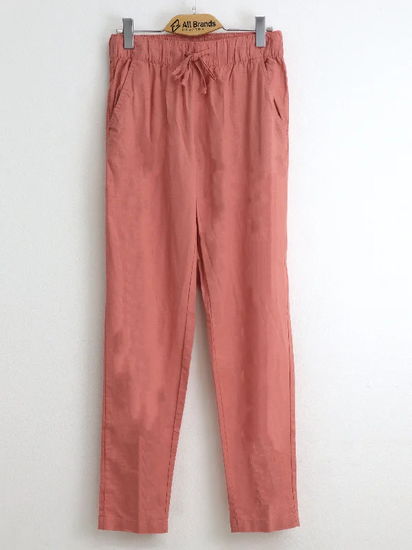 Laid-Back Elegance Women's Plain Solid Pants,Peach