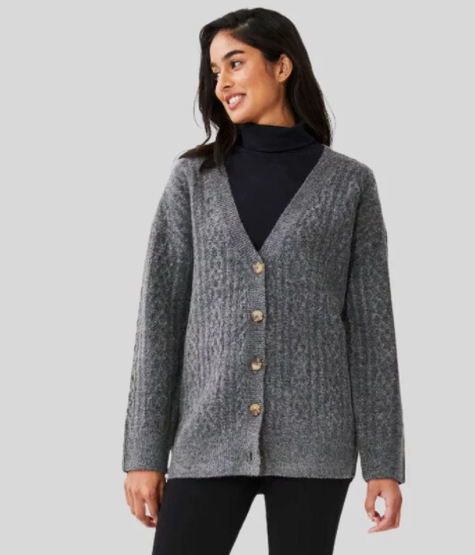 Save Big Grey Cable Knit Cardigan