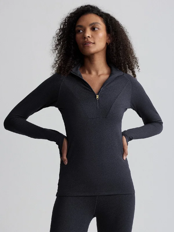 Timeless Women’s Fashion Styles Varley Always Warm Base Layer Half Zip - Black Marl