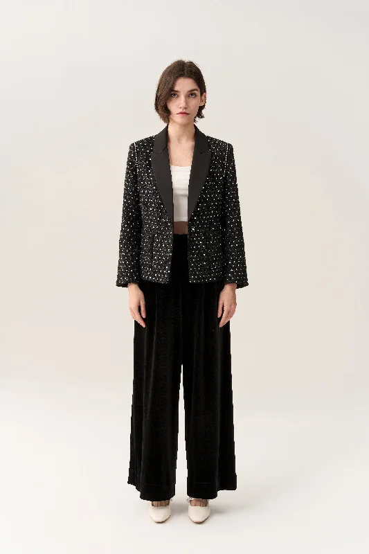 Runway Inspired Wear Sequin-and-pearl Embellished Peak Lapel Jacket