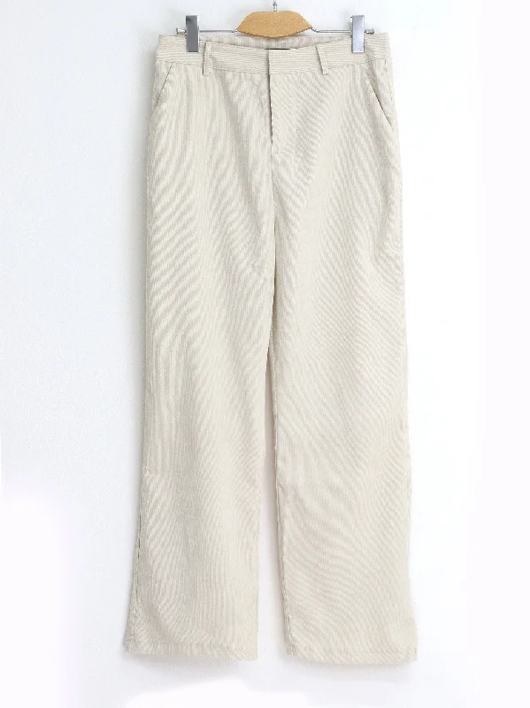 Comfortable Clothes Women's Plain Corduroy Pants,Cream