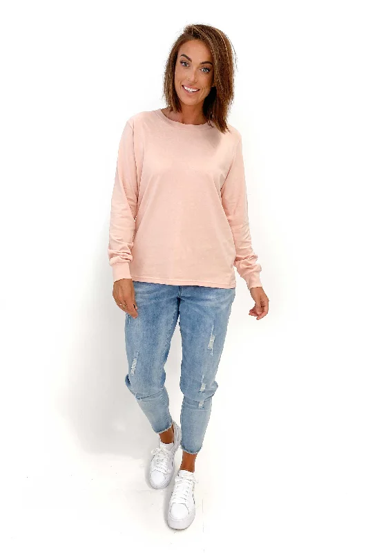 The Epitome Of Modern Women's Fashion As Colour Dice Long Sleeve Tee Pale Pink