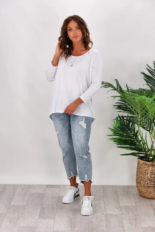 Effortless Chic Apparel Betty Basics Milan 3/4 Sleeve Tee White