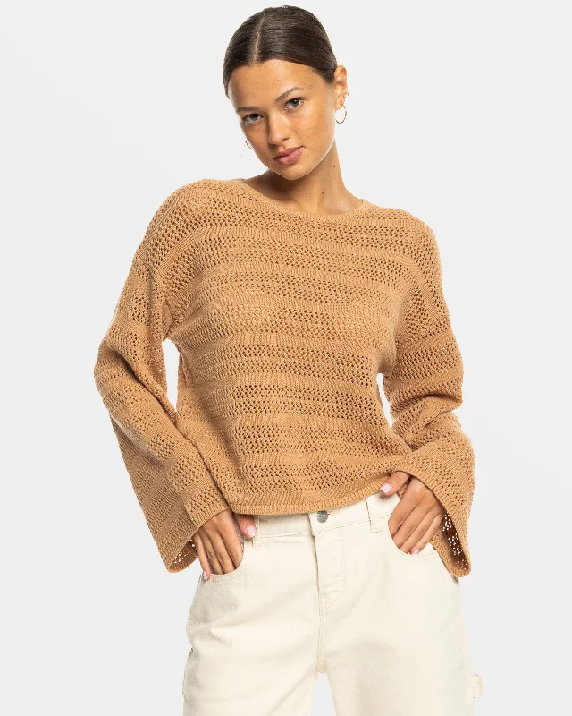 Get The Latest Trends Salt Siren Crew Neck Sweater - Camel