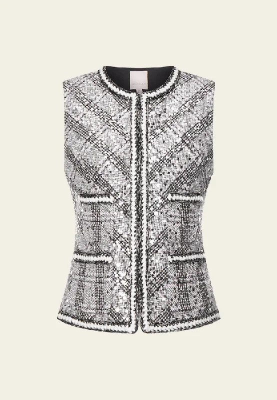 New Arrival Discounts Argyle Plaid Sequin Tweed Vest