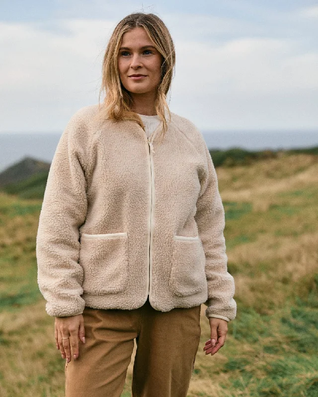 Mega Sale Piper - Womens Reversible Zip Collarless Fleece - Cream