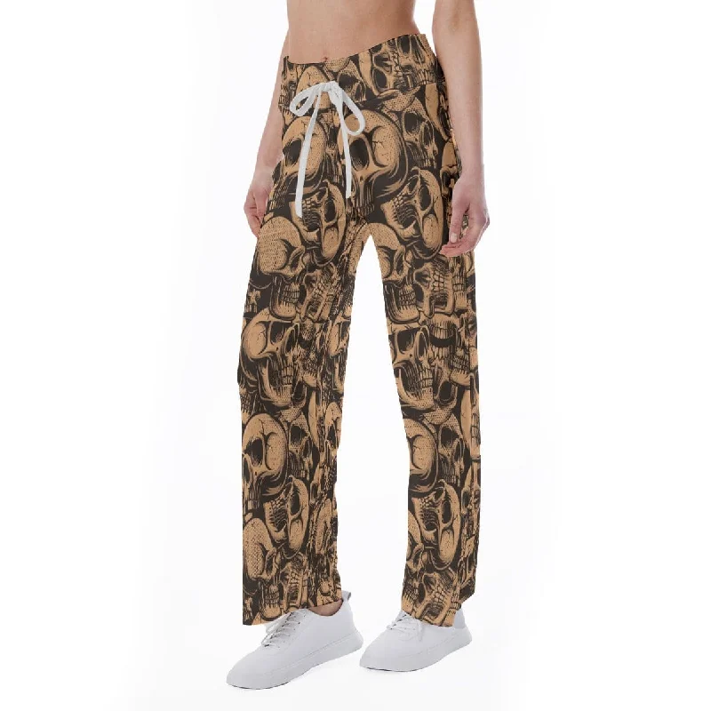 Fashionista Favorites Women's Brown Skull High-waisted Straight-leg Trousers