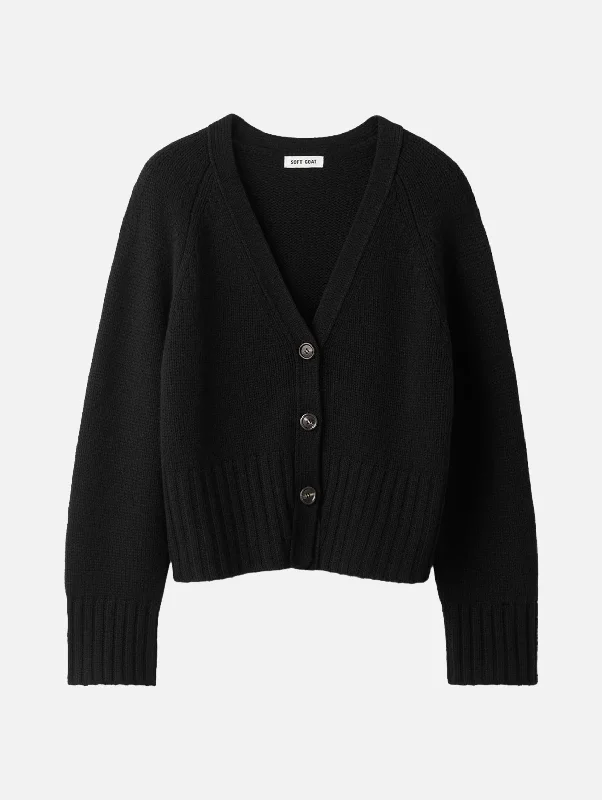 Stylish Women's Apparel V Neck Cashmere Cardigan in Black