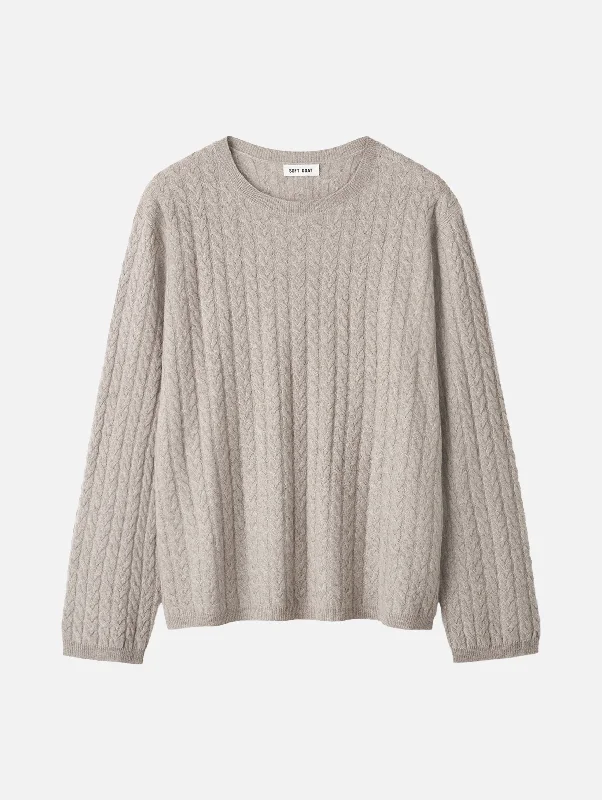 Limited Time Offer Oversized Cable Cashmere Sweater in Greige