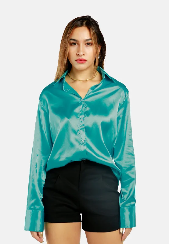 Exclusive Discount Long Sleeve Satin Shirt Blouse