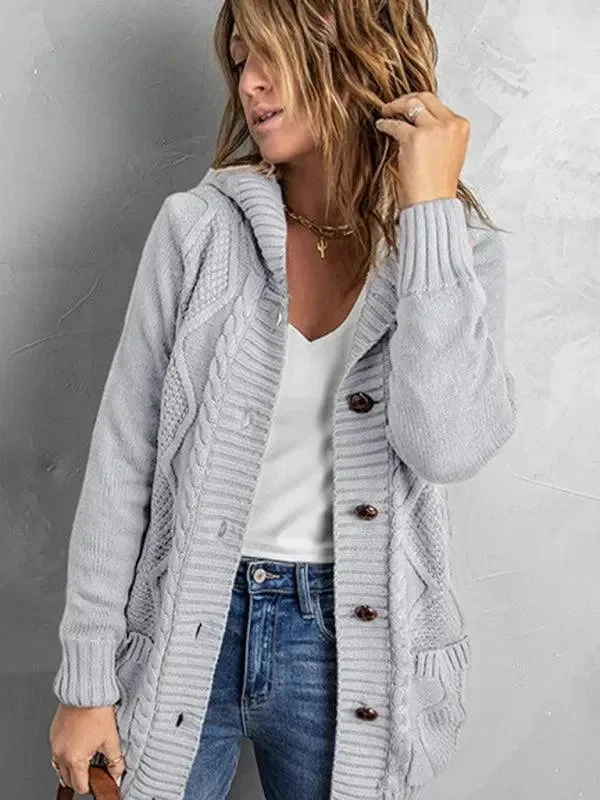 Fashion Forward Mid-Length Hooded Cardigan Sweater