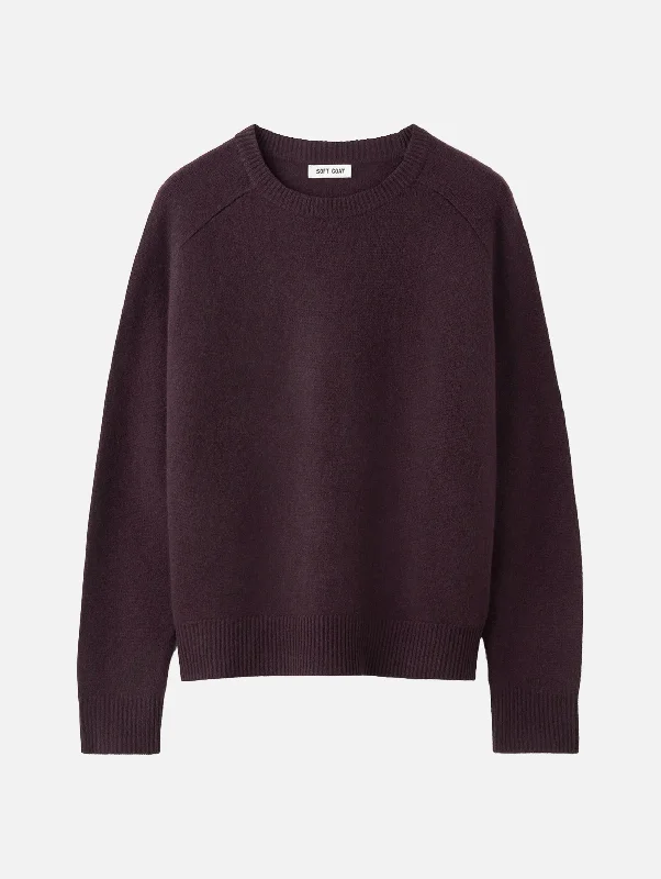 Cool Prices Boyfriend O-Neck Cashmere Sweater in Mulberry