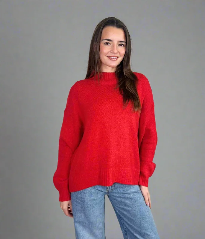 Free Spirited Fashion Red Heidi Relaxed Jumper