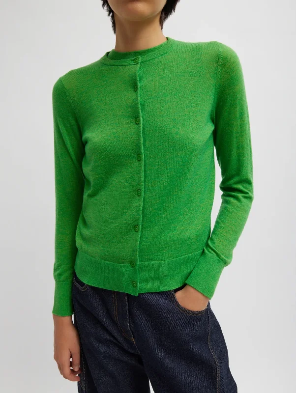 Casual Chic Clothing Skinlike Mercerized Wool Cardigan in Green