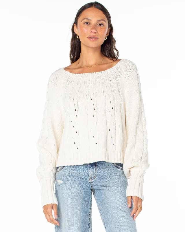 Women Apparel Day Dream Boat Neck Sweater - Egret