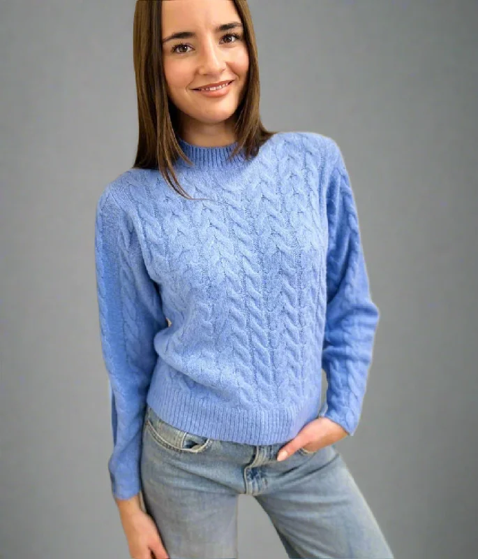 Comfortable Clothes Blue Soft Cable Jumper