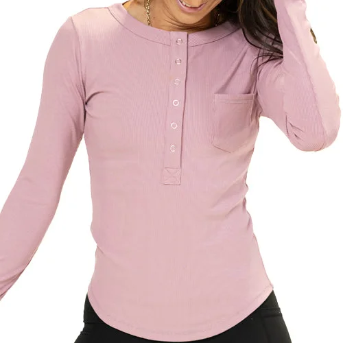 Affordable Women’s Clothing Online Henley Long Sleeve | Moonlight Mauve