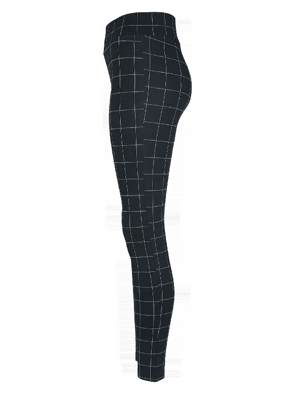 Chic & Cozy Apparel Women's Checkered Printed Leggings,Black