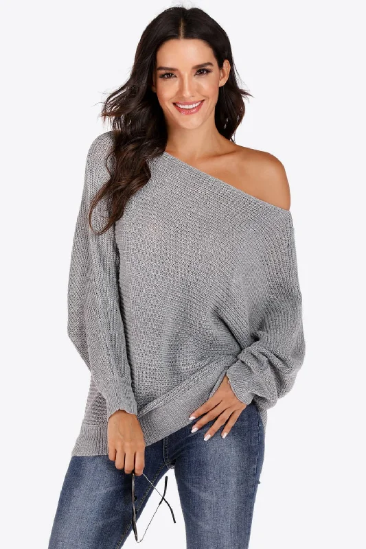 Day To Night Styles One Shoulder Dolman Sleeve Sweater