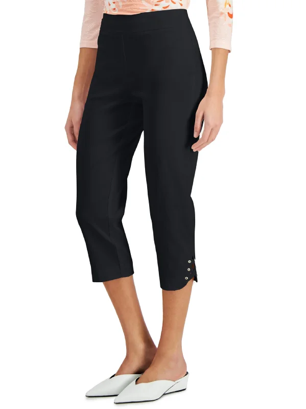 Rocker Chic Fashion Women's Plain Solid Capri Pant,Black