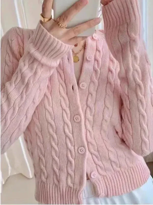 Trendy And Individual Women's Fashion Retro Twist Women Cardigan Sweater