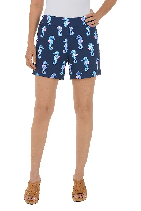 Fashionista Favorites Navy Seahorses UPF50+ Pull-On Short