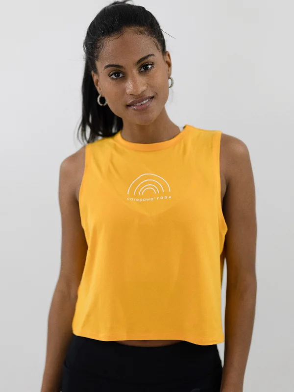 Stylish Women’s Clothes for Work and Play CorePower Yoga Half Glow Mustard Tank