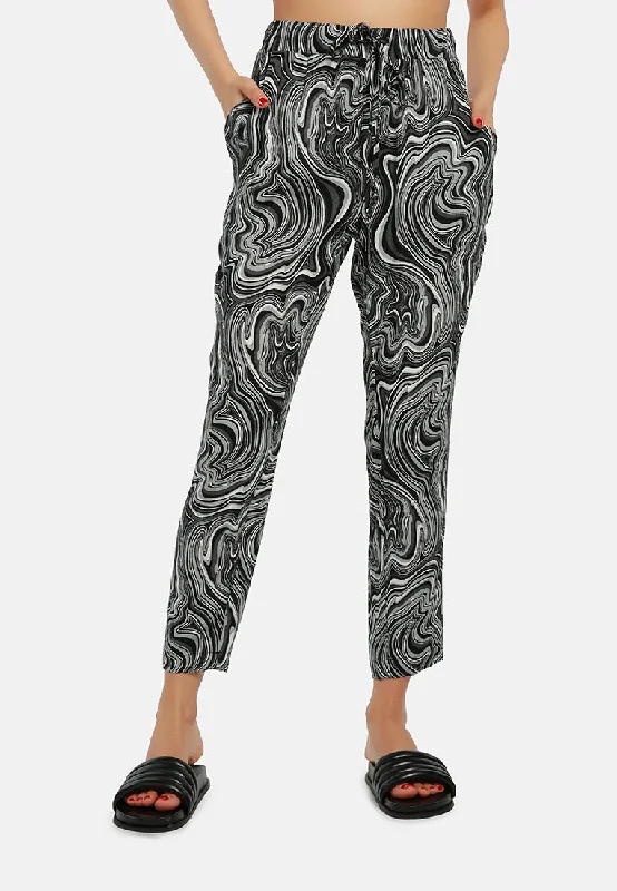 Elegant Fashion Abstract Print High Waist Trousers