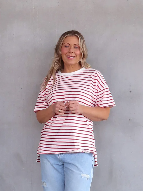 Style Redefined Juliette Tee - Red and White