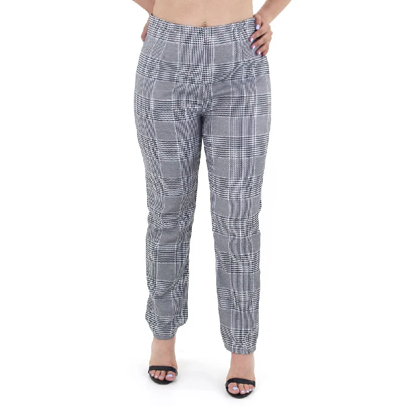 Trendy Street Style Clothing Women's Plaid Pant,Grey