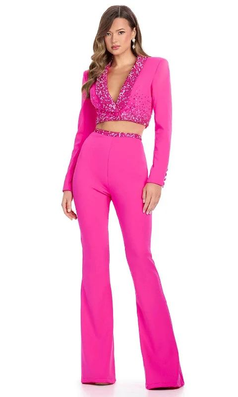 Elegant Style Ashley Lauren 11761 - Two-Piece Scuba Deep V-Neckline Jumpsuit