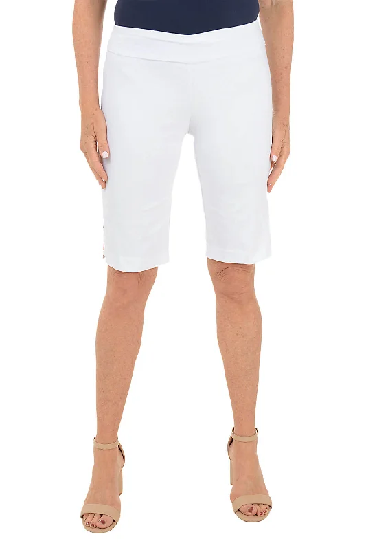 Trendy Women's Wear Lattice Hem Pull-On Bermuda Short