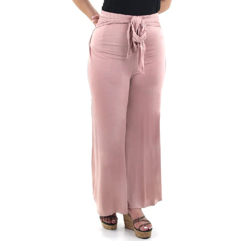 Online Boutiques Affordable Women's Tie Waist Wide Leg Pant,Pink