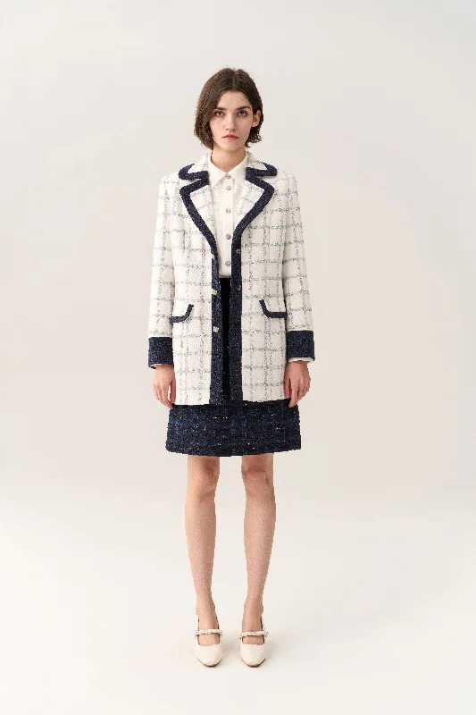 Chic And Comfortable Flap-pocket Check Midi Coat