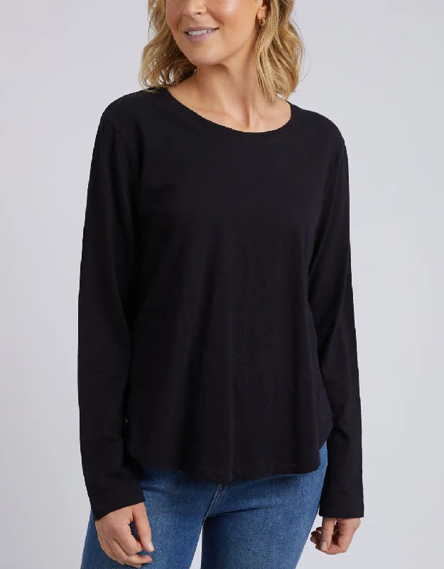 High End Fashion Everyday Long Sleeve Tee - Black