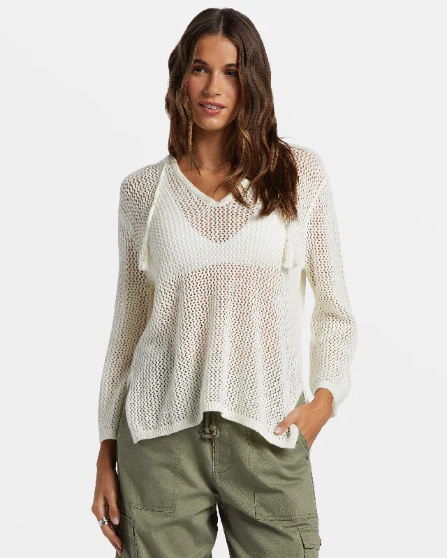 Trendy Threads After Beach Break V-Neck Sweater - Egret