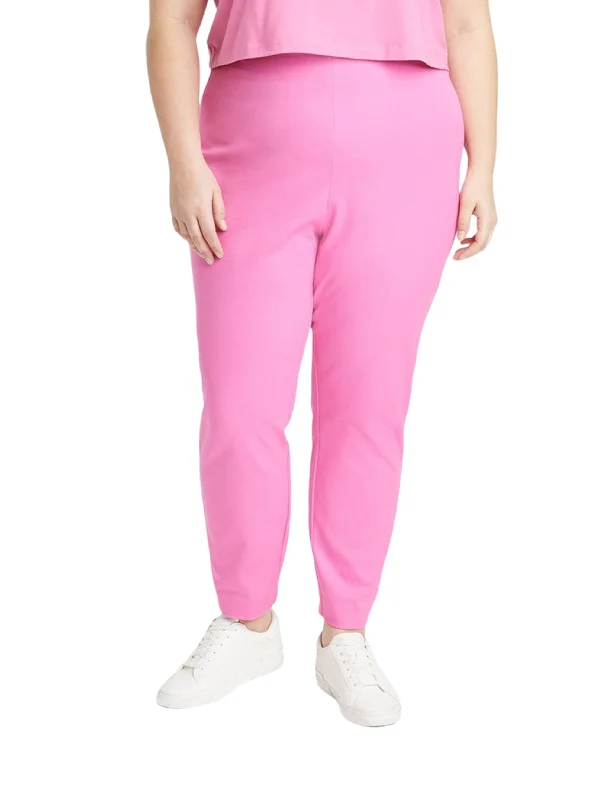 Fashion Essentials Women's Plain Solid Pants,Pink